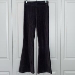 Aerie High Rise Stretch Corduroy Velour Bell Bottoms Confy Pants Gray Size M